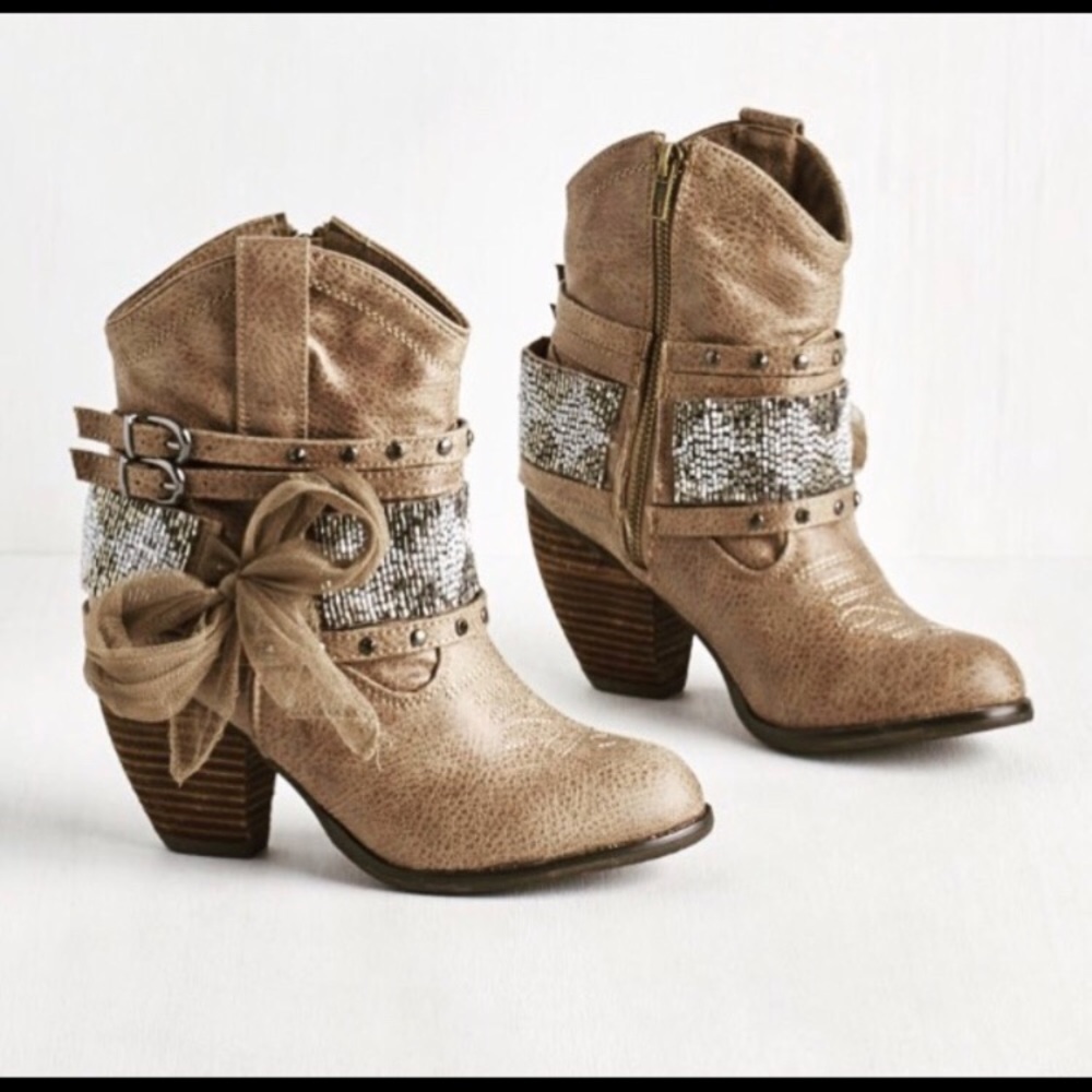 ModCloth glam cowboy ankle boots